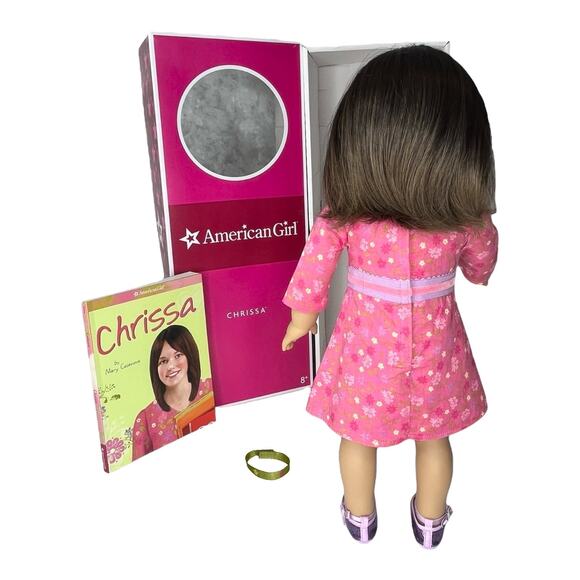 American Girl CHRISSA DOLL In Meet Outfit Dress Shoes Panties Book Bracelet BOX - Picture 2 of 10